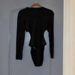 Charlotte Russe long sleeve open low back black medium bodysuit